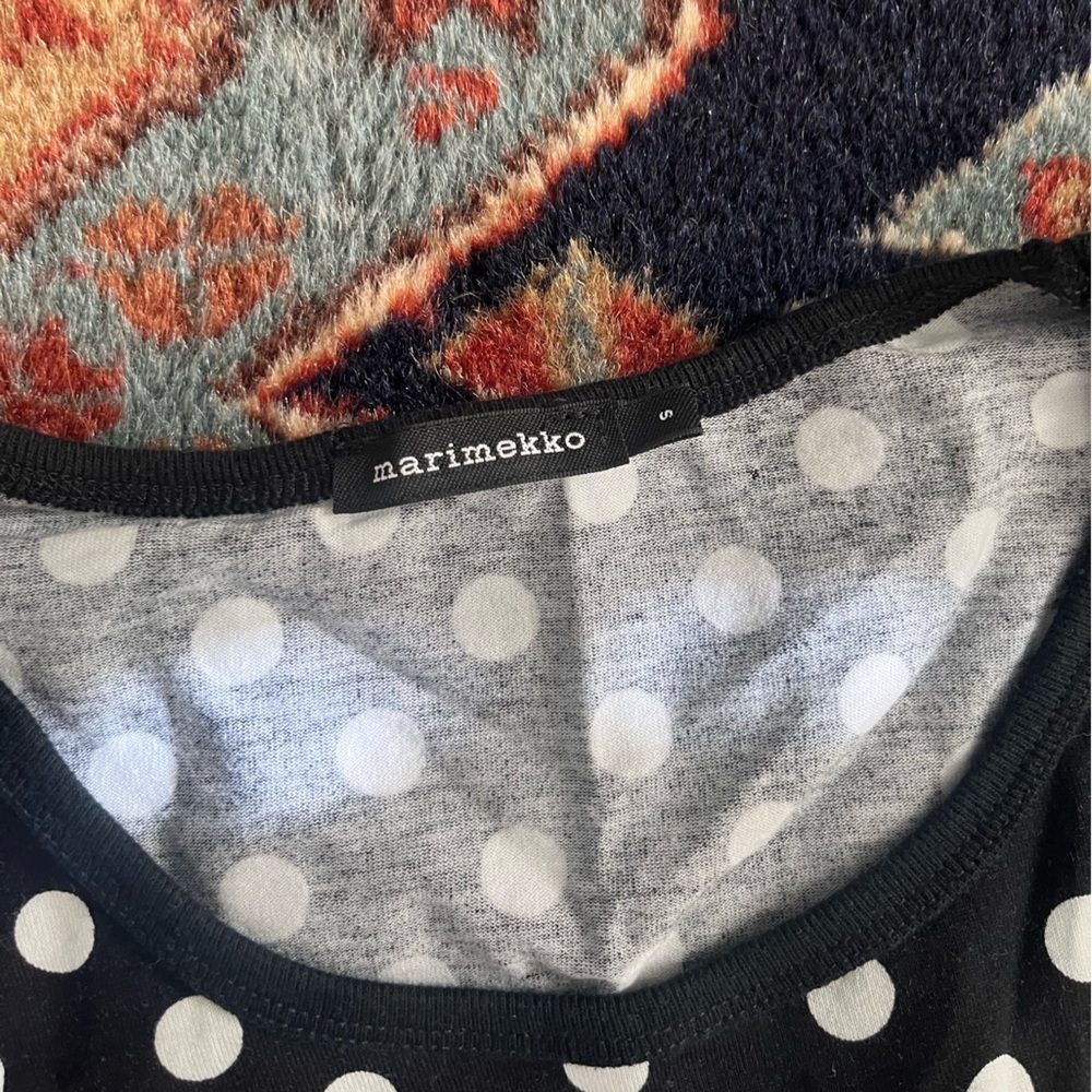 Marimekko Pallo shift black white polka dot cotton pockets midi S - Picture 4 of 9